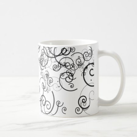 Artsy Black And White Swirls Doodles Modern Coffee Mug