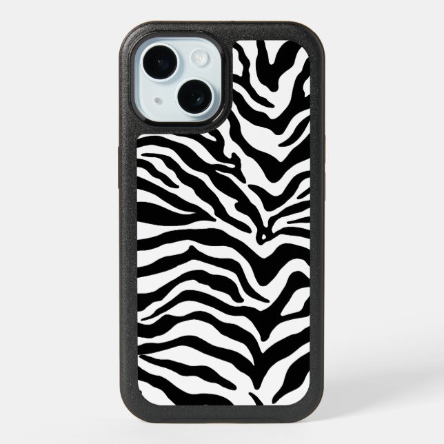 Artsy Black White Funky Zebra Print Pattern iPhone 15 Case (Back)