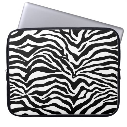 Artsy Black White Funky Zebra Print Pattern Laptop Sleeve