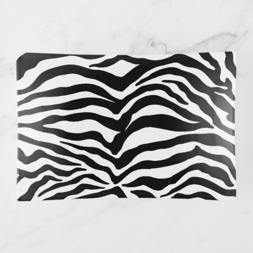 Artsy Black White Funky Zebra Print Pattern Trinket Tray