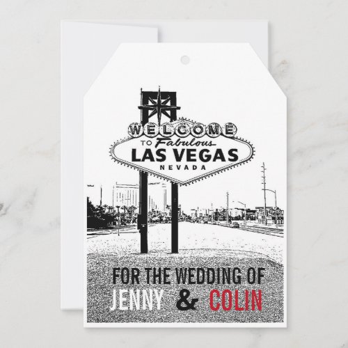 Artsy Black White Red Las Vegas Wedding Invitation