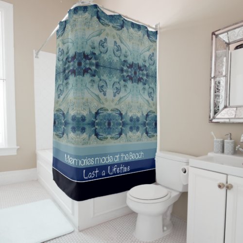 Artsy blue sand green color coastal custom  shower curtain