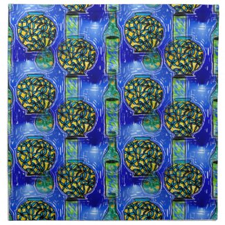 Artsy Blue Vases Design on Cloth Napkins