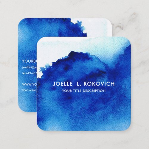Artsy BlueWatercolor Pastel Square Business Card