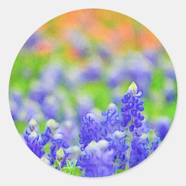 Artsy Bluebonnet and Indian Paintbrush Sticker (Front)