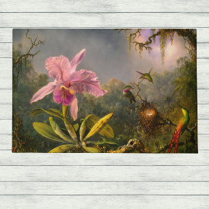 Artsy Brazilian Cattelya Orchid and 3 Hummingbirds Doormat