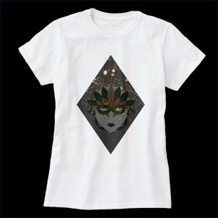 Artsy Bronze and Black Glitter Masquerade Mask T-Shirt