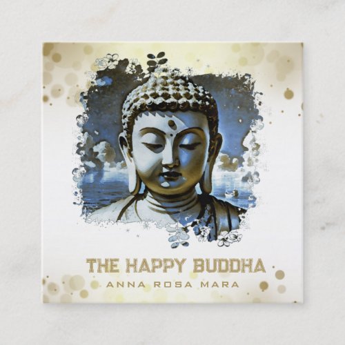  Artsy Buddha QR AP33 QR Logo Blue Square Business Card
