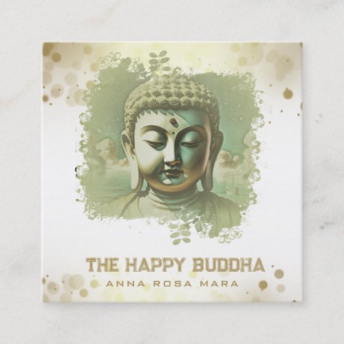  Artsy Buddha QR AP33 QR Logo Green Square Business Card