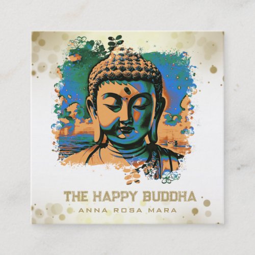  Artsy Buddha QR AP33 QR Logo Pop Art Square Business Card