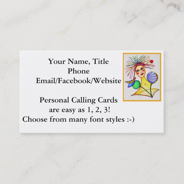 Artsy Business Card customize Trendy Fun Colorful (Front)