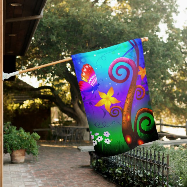 Artsy Butterfly House Flag (In SItu)