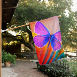 Artsy Butterfly House Flag at Zazzle