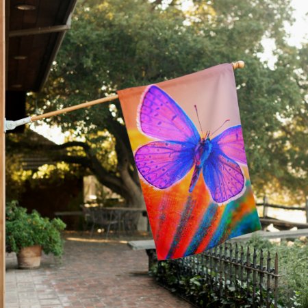 Artsy Butterfly House Flag