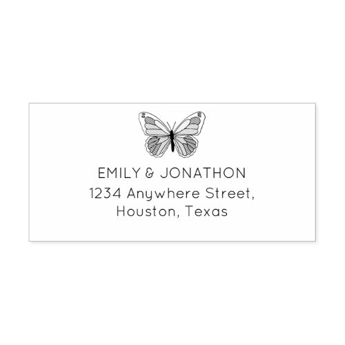 Artsy Butterfly Return Name Address Wedding Rubber Stamp