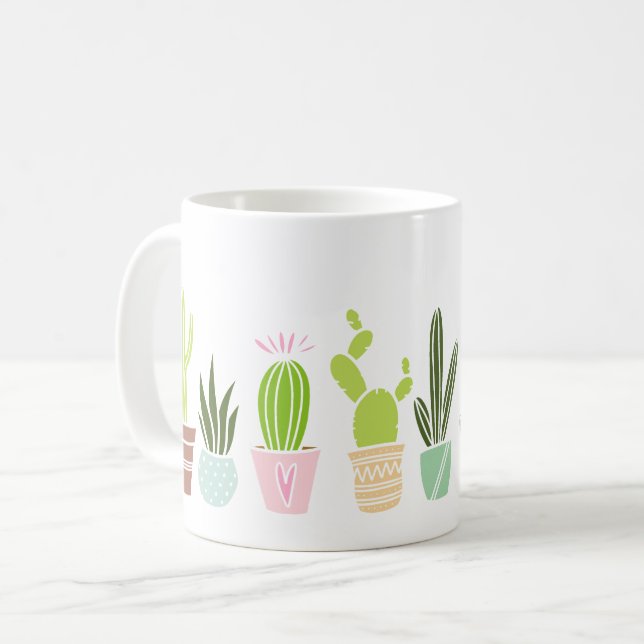 Artsy Cactus Plants Coffee Mug (Front Left)