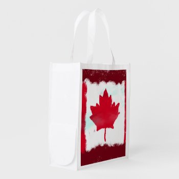 Artsy Canadian Flag Grocery Bag by HolidayBug at Zazzle