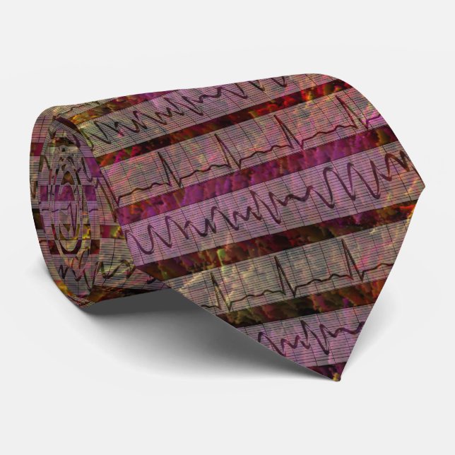 Artsy Cardiac Rhythm Impressionist Neck Tie (Rolled)