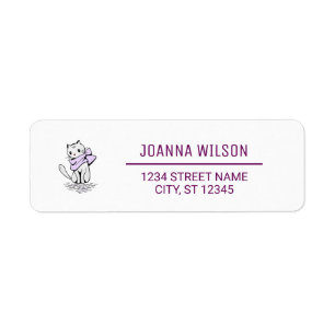 Artsy Cat Elegant Minimalist Modern Return Address Label