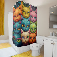 Artsy Cat Family Shower Curtain