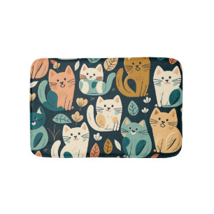 Artsy Cat Pattern Cute Bath Mat
