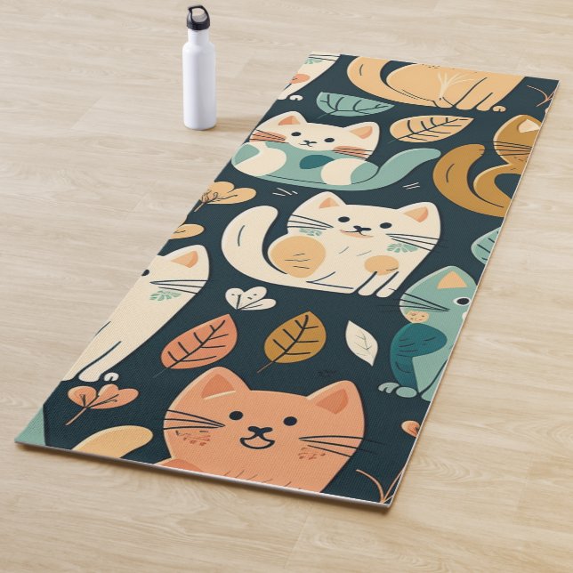 Artsy Cat Pattern Cute Yoga Mat (In Situ)