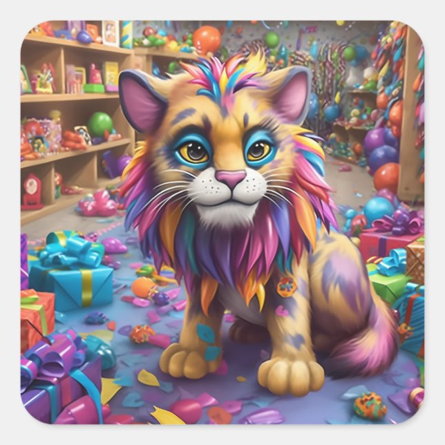 Artsy Cat Square Sticker (Front)