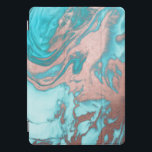 Artsy Chic Rose Gold Aqua Mint Blue Marble Pattern iPad Pro Cover<br><div class="desc">This design is an infusion of elegance and art. It features a unique aqua mint blue painted smoky marble with faux printed rose gold vein, with hints of ocean teal. It's a beautiful, chic, and modern design for the contemporary and stylish woman. ***IMPORTANT DESIGN NOTE: For any custom design request...</div>