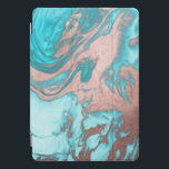 Artsy Chic Rose Gold Aqua Mint Blue Marble Pattern iPad Pro Cover<br><div class="desc">This design is an infusion of elegance and art. It features a unique aqua mint blue painted smoky marble with faux printed rose gold vein, with hints of ocean teal. It's a beautiful, chic, and modern design for the contemporary and stylish woman. ***IMPORTANT DESIGN NOTE: For any custom design request...</div>