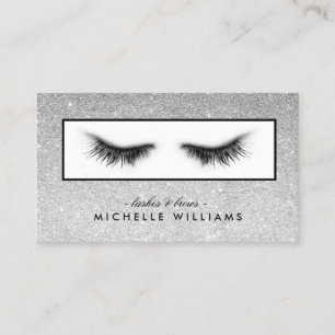 Artsy Chic Silver Glitter Eyelashes Designer Business Card
