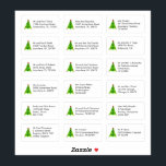 Artsy Christmas Tree 18 Individual Name Addresses Sticker<br><div class="desc">Please note if you find any of your addresses are a little lengthy (try and stick to 4 lines if possible), otherwise you can click the customize further option and use the scale down key, or change the font size to ensure the address fits within the boundaries of each contour...</div>
