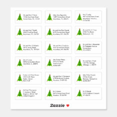 Artsy Christmas Tree 18 Individual Name Addresses Sticker at Zazzle