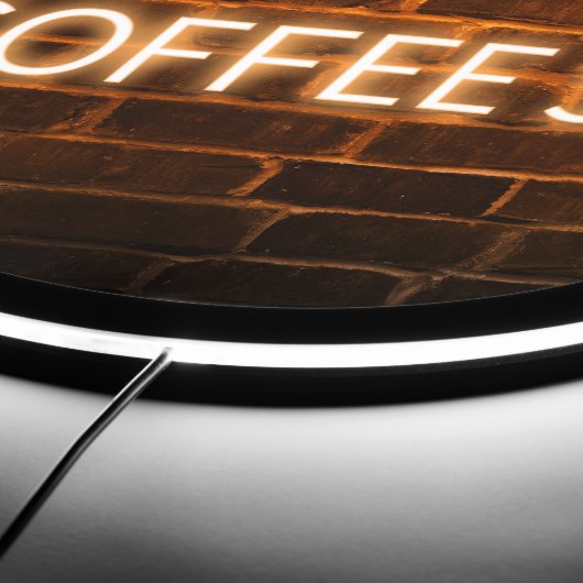 Artsy Coffee Shop Neon Brown Brick Wall LED Sign (Edge)