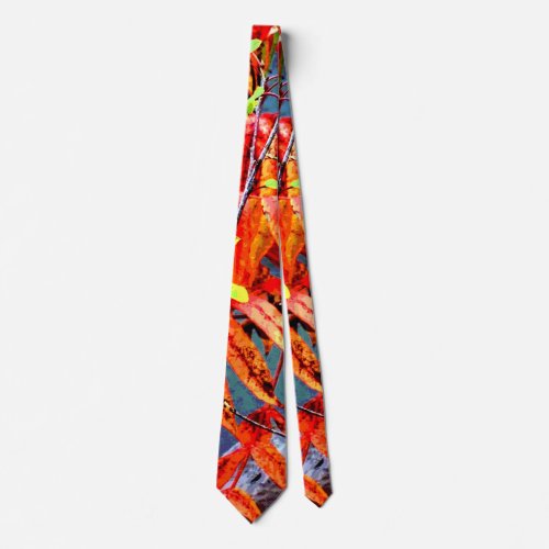 Artsy Colorful Bright Sumac Leaves Abstract Art Neck Tie