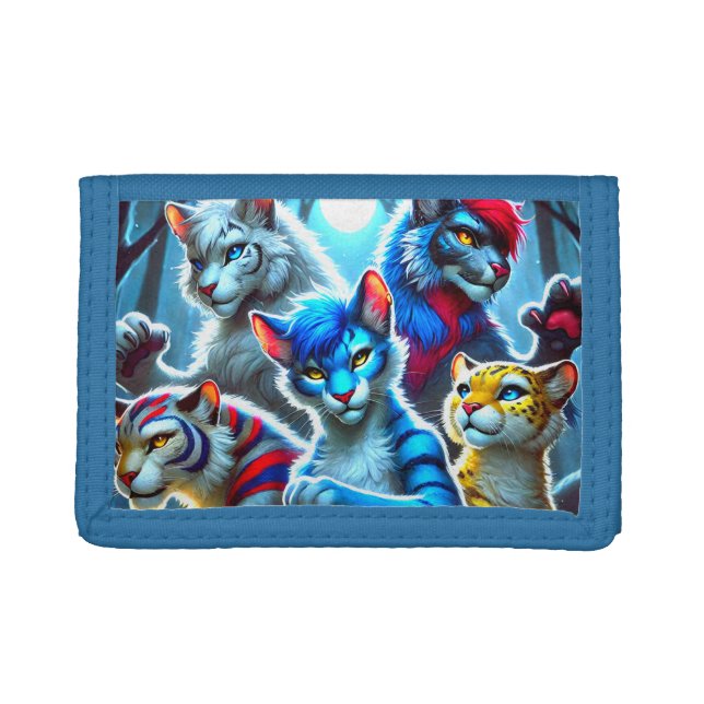 Artsy Colorful Cats Trifold Wallet (Front)