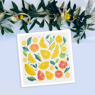 Artsy Colorful Citrus Fruits Watercolor Pattern Napkins