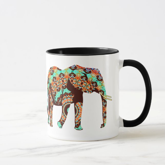 Artsy Colorful Elephant Coffee Mug (Right)