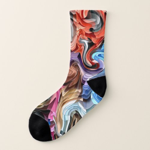 Artsy Colorful Fluid Patchwork Abstract Mosaic  Socks