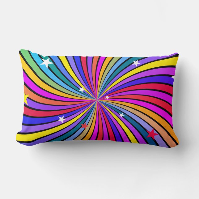 Artsy Colorful Spirals Lumbar Pillow (Front)