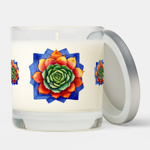 Artsy Colorful Succulent Mexican Watercolor Floral Scented Candle