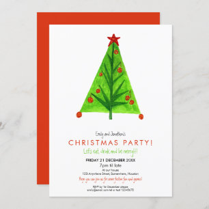 Artsy Contemporary Christmas Tree Festive Party Invitation