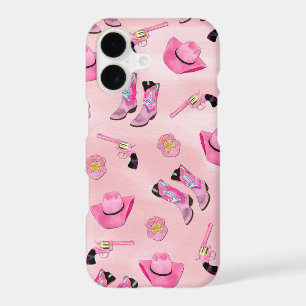 Artsy Cute Girly Pink Teal Cowgirl Watercolor iPhone 17 Case