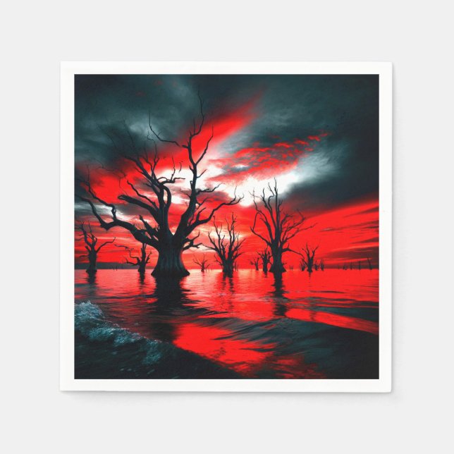 Artsy Dark Tree Design Napkins (Front)