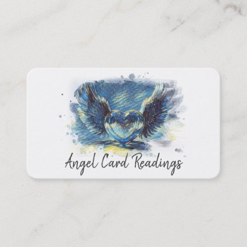  Artsy Denim BLUE Heart Angel Wings AP78 QR Business Card