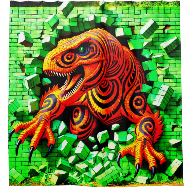 Artsy Dinosaur Shower Curtain (Front)