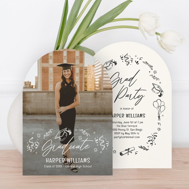 Artsy Doodles Editable Color Graduation Invitation (Creator Uploaded)