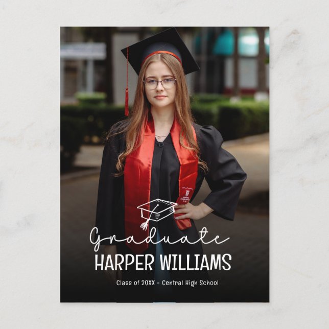 Artsy Doodles Graduation Announcement  Postcard (Front)