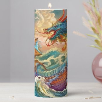 Artsy Dragon Pillar Candle by MarblesPictures at Zazzle