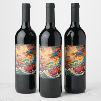 Artsy Dragon Wine Label by MarblesPictures at Zazzle