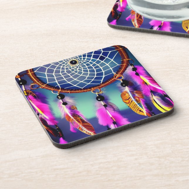 Artsy Dream Catcher Beverage Coaster (Left Side)